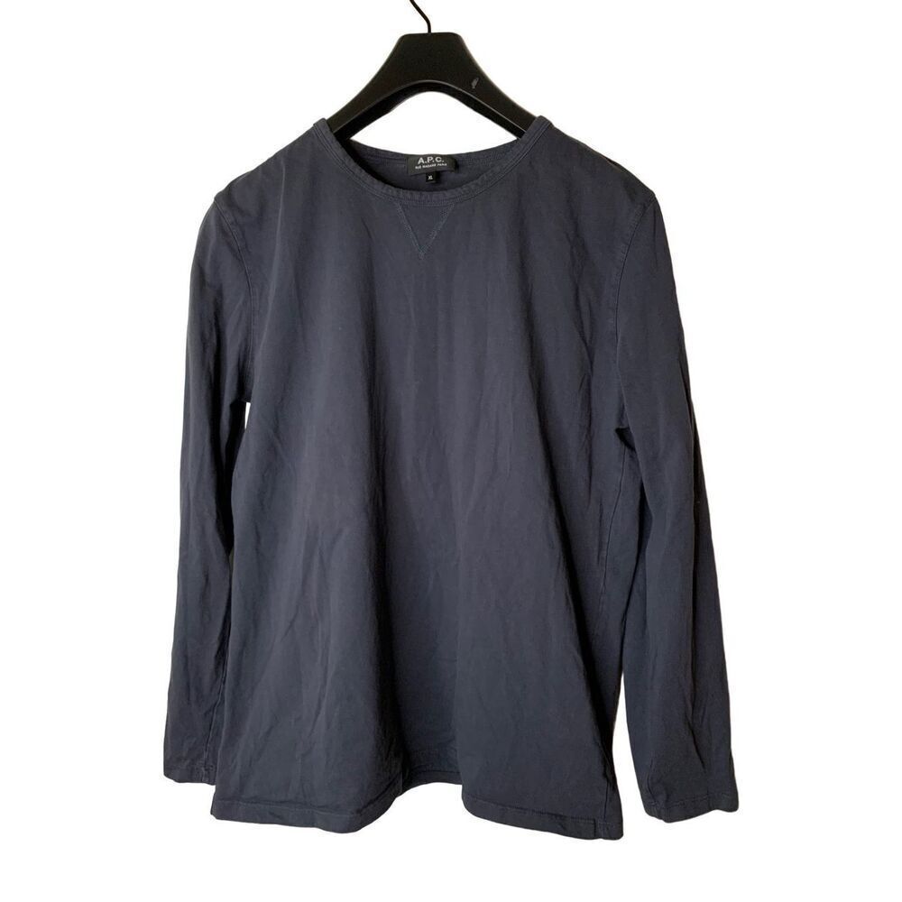 A.P.C. Men's Long Sleeve Crew Neck Tee - Navy Blue